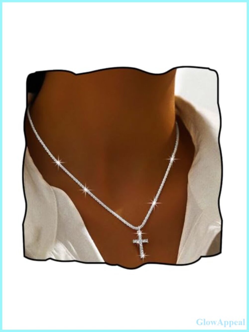 14K Silver/Gold Plated Layered Cross Pendant Necklace Crystal Dainty